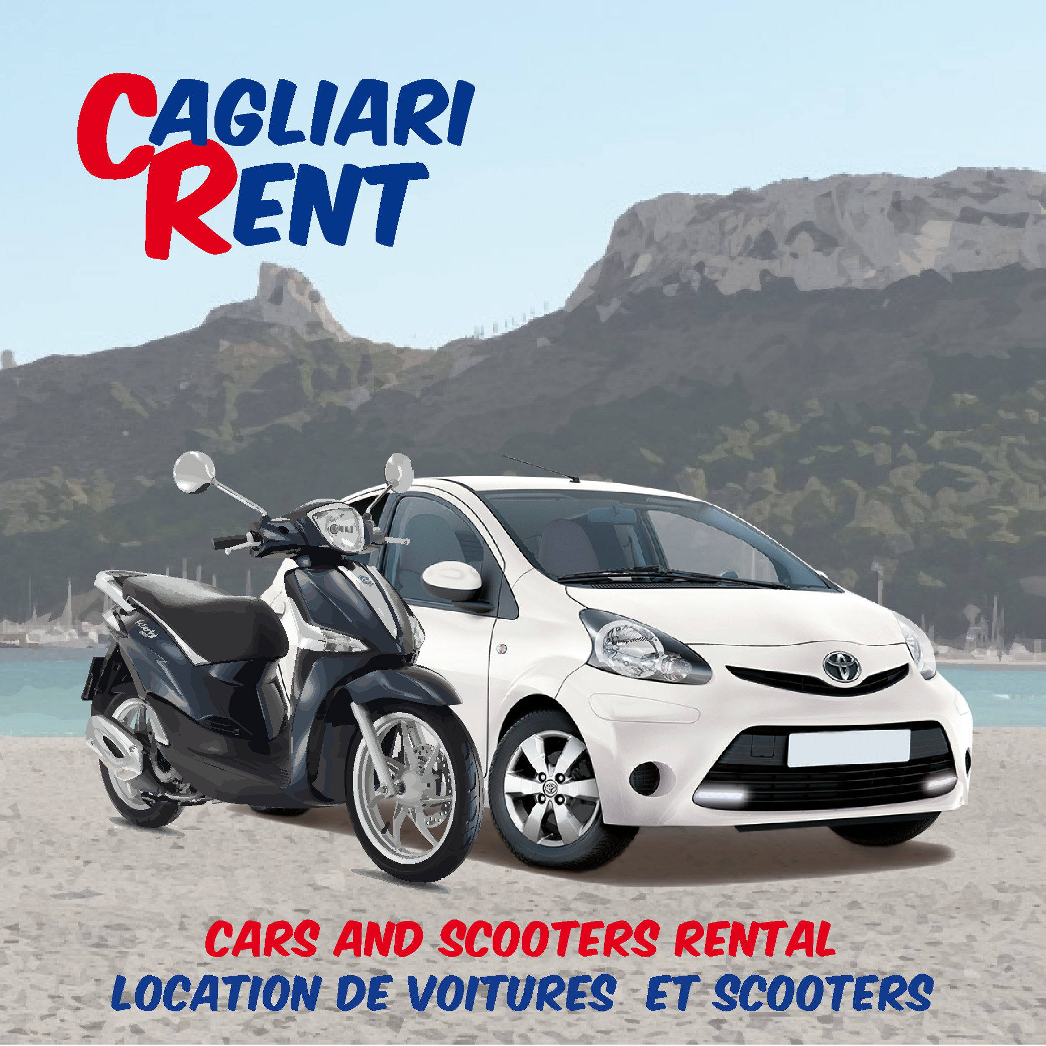 Rent car or scooter Cagliari & hinterland Pickup at airport, hotels